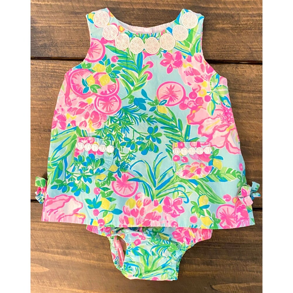 Lilly Pulitzer Baby Shift Dress & Bloomers Girls 6-12 Months Floral Print